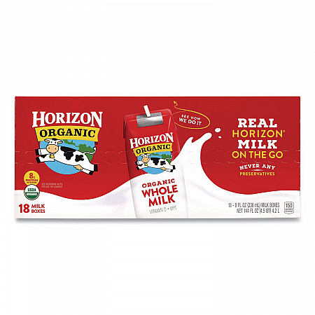 Shelf-Stable Whole Milk Boxes, 8 oz Box, 18/Carton (22002680)