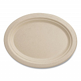 Fiber Plates, Paper, 12" dia, Oval, Natural, 500/Carton (PLSCU12OLFPA)