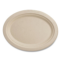 Fiber Plates, Paper, 12" dia, Oval, Natural, 500/Carton (PLSCU12OLFPA)