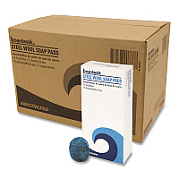 Steel Wool Soap Pads, 3 x 2.5, Blue, 15 Pads/Box, 12 Boxes/Carton (STWLPAD)
