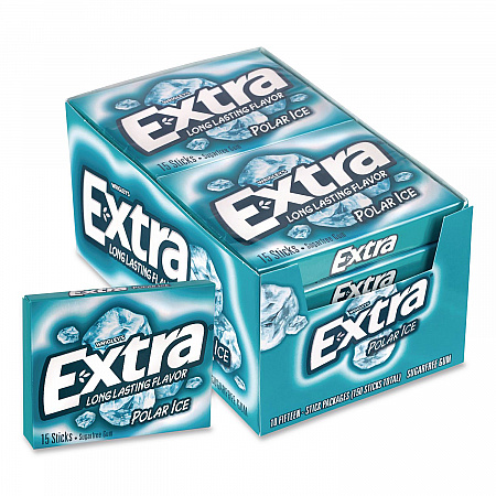 Extra Polar Ice Sugar-Free Gum, Polar Ice, 15 Sticks/Pack, 10 Packs/Carton (22002641)