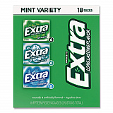 Extra Mint Variety Sugar-Free Gum, Peppermint/Polar Ice/Spearmint, 15 Sticks/Pack, 18 Packs/Carton (22002643)