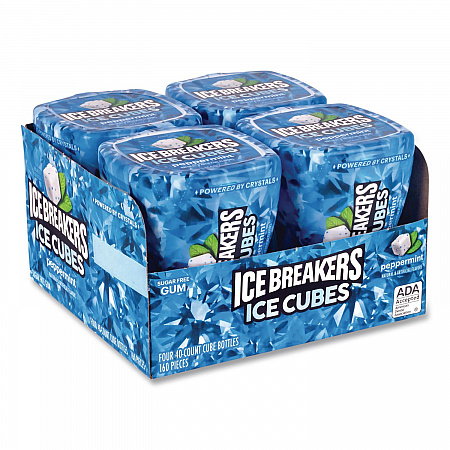 Ice Cubes Peppermint Sugar-Free Gum, Peppermint, 40 Cubes/Bottle, 4 Bottles/Carton (22002645)