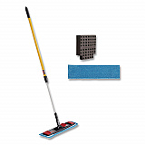 Adaptable Flat Mop Kit, 19.5 x 5.5 Blue Microfiber Head, 48" to 72" Yellow Aluminum Handle (2132426)