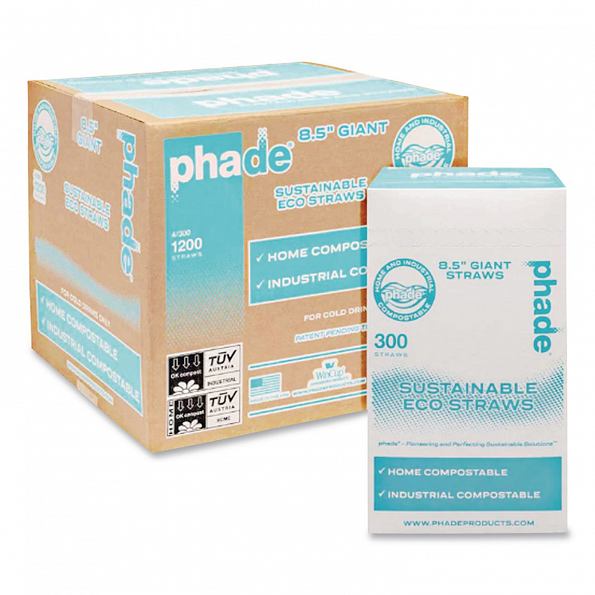 Marine Biodegradable Straws, 8.5", PHA, Ocean Blue, Wrapped, 300/BX, 4 Boxes/Carton (511169)