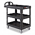 BRUTE 3-Shelf Heavy-Duty Ergo Lipped Utility Cart, Resin, 3 Shelves, 600 lb Capacity, 25.24