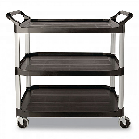 Xtra Utility Cart with Open Sides, Plastic, 3 Shelves, 300 lb Capacity, 40.63