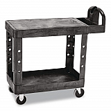 Flat Shelf Utility Cart, Plastic, 2 Shelves, 500 lb Capacity, 19.19" x 37.88" x 33.33", Black (450500BK)