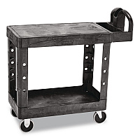 Flat Shelf Utility Cart, Plastic, 2 Shelves, 500 lb Capacity, 19.19" x 37.88" x 33.33", Black (450500BK)