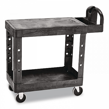 Flat Shelf Utility Cart, Plastic, 2 Shelves, 500 lb Capacity, 19.19