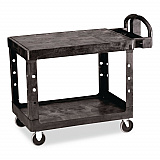 Flat Shelf Utility Cart, Plastic, 2 Shelves, 500 lb Capacity, 25.25" x 44" x 38.13", Black (452500BK)
