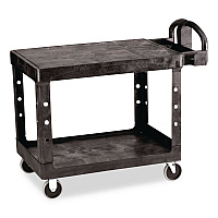 Flat Shelf Utility Cart, Plastic, 2 Shelves, 500 lb Capacity, 25.25" x 44" x 38.13", Black (452500BK)