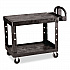 Flat Shelf Utility Cart, Plastic, 2 Shelves, 500 lb Capacity, 25.25