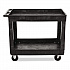 Heavy-Duty Flat-Handle Maintenance/Utility Cart, Plastic, 2 Shelves, 500 lb Capacity, 24