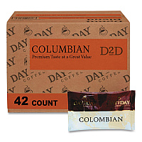 100% Pure Coffee, Colombian Blend, 1.5 oz Pack, 42 Packs/Carton (23001)