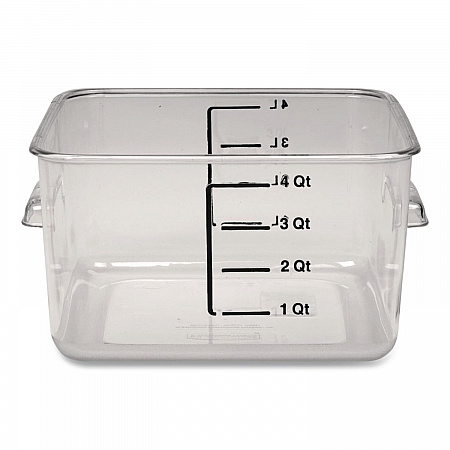 SpaceSaver Square Containers, 4 qt, 8.8 x 8.75 x 4.75, Clear, Plastic (6304CLE)