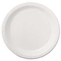 Coated Paper Dinnerware, Plate, 9" dia, White, 50/Pack, 10 Packs/Carton (PL7095)