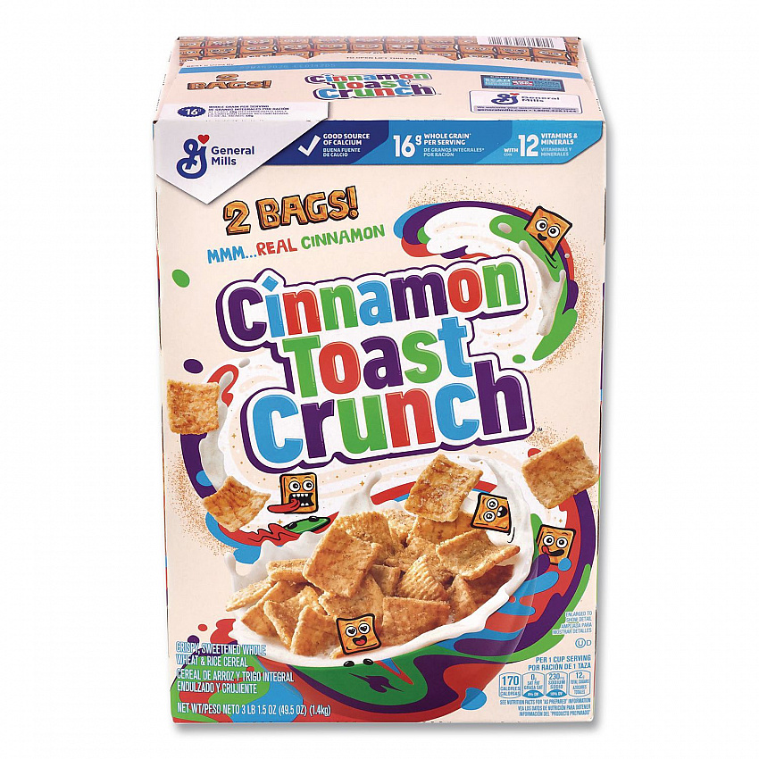 Cereal, Cinnamon, 2 Bags/Box, 49.5 oz Box (22002621)