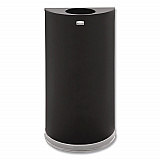 European and Metallic Series Open Top Half-Round Receptacle, 12 gal, Steel, Black/Chrome (SO1220B)