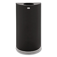 European and Metallic Series Open Top Half-Round Receptacle, 12 gal, Steel, Black/Chrome (SO1220B)