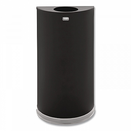 European and Metallic Series Open Top Half-Round Receptacle, 12 gal, Steel, Black/Chrome (SO1220B)