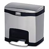 Slim Jim Stainless Steel Step-On Container, Front Step Style, 4 gal, Stainless Steel, Black (1901982)