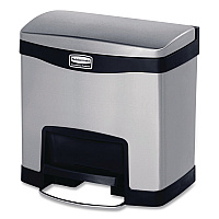 Slim Jim Stainless Steel Step-On Container, Front Step Style, 4 gal, Stainless Steel, Black (1901982)