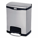 Slim Jim Stainless Steel Step-On Container, Front Step Style, 8 gal, Stainless Steel, Black (1901985)