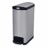 Slim Jim Stainless Steel Step-On Container, End Step Style, 13 gal, Stainless Steel, Black (1901993)