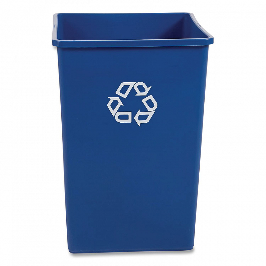 Square Recycling Container, 35 gal, Plastic, Blue (395873BLU)