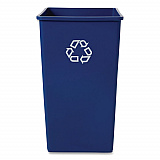 Square Recycling Container, 50 gal, Plastic, Blue (395973BLU)