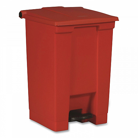 Indoor Utility Step-On Waste Container, 12 gal, Plastic, Red (6144RED)