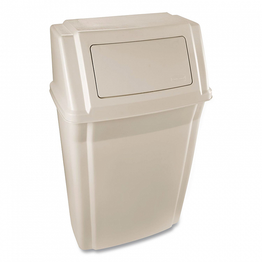 Slim Jim Wall-Mounted Container, 15 gal, Plastic, Beige (7822BEI)