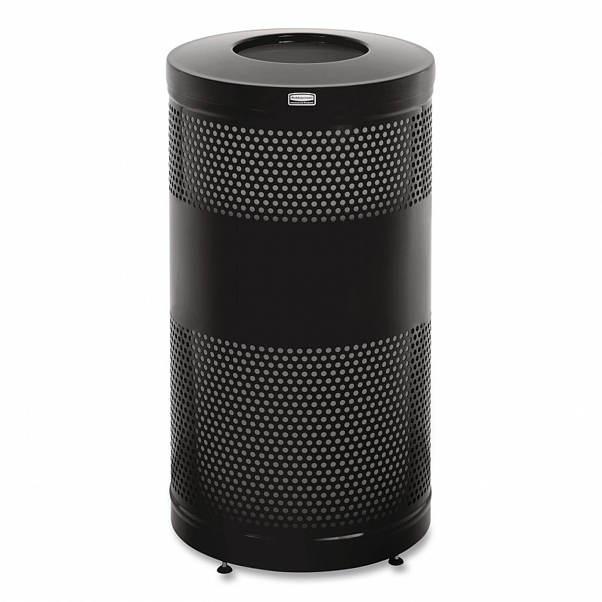 Classics Perforated Open Top Receptacle, 25 gal, Steel, Black (S3ETBK)