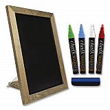 Magnetic Tabletop Chalkboard, Black Surface, Brown Wood Frame, 11 x 15 (EGPHD0100S)