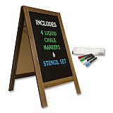 Indoor/Outdoor A-Frame Sidewalk Sign, Black 18 x 29 Surface, Brown Frame, 22 x 25 x 40 (GPP0001S)