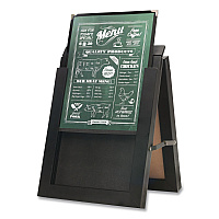 Double Sided A-Frame Chalkboard and Menu Holder, Black/Clear 8.5 x 11 Surface, Black Frame, 11 x 14 (MENUAFRAME)
