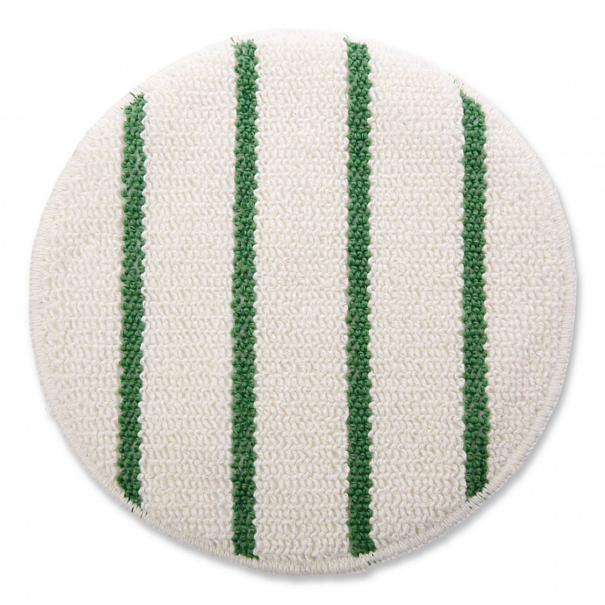 Low Profile Scrub-Strip Carpet Bonnet, 19" Diameter, White/Green, 5/Carton (P269)