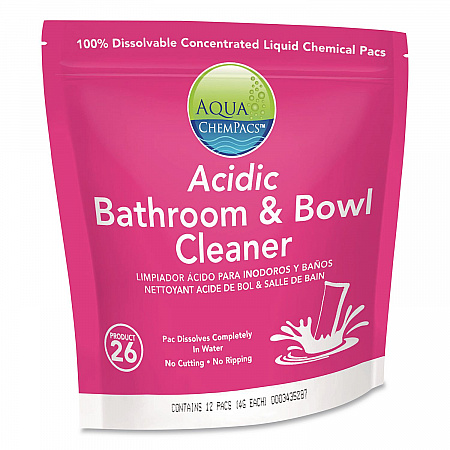 Aqua ChemPacs Acidic Bathroom and Bowl Cleaner, Lavender Scent, 4 g Packets, 12 ChemPacs/Pack, 4 Packs/Carton (9320870)