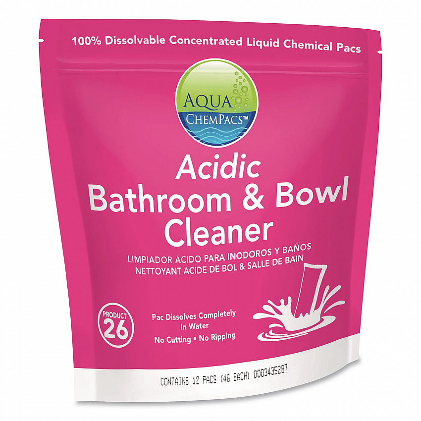 Aqua ChemPacs Acidic Bathroom and Bowl Cleaner, Lavender Scent, 4 g Packets, 12 ChemPacs/Pack, 4 Packs/Carton (9320870)
