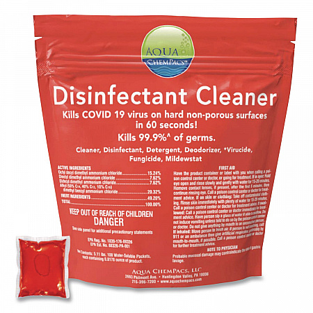 Aqua ChemPacs Disinfectant Cleaner Pods, Marine Scent, 100 Chem Pacs/Pack, 4/Carton (9321131)