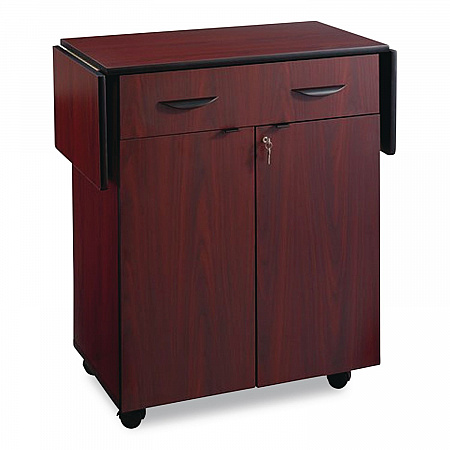 Hospitality Cart with Drop Leaves, Engineered Wood, 3 Shelves, 1 Drawer, 32.5