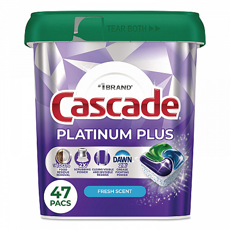 Platinum Plus ActionPacs Dishwasher Detergent Pods, Fresh Scent, 28.4 oz Tub, 47/Pack (06156PK)