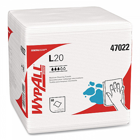 L20 Towels, 1/4 Fold, 4-Ply, 12.5 x 12 Unscented, White, 68/Pack, 12 Packs/Carton (47022)