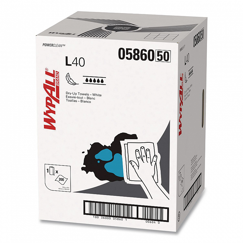 L40 Towels, Dry Up Towels, 19.5 x 42, White, 200 Towels/Roll (05860)