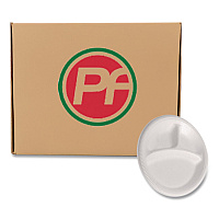Foam Dinnerware, 3-Compartment Plate, 9" dia, White, 125/Sleeve, 4 Sleeves/Pack (12201)
