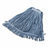 Super Stitch Blend Mop Head, Cotton/Synthetic, Large, 1" Red Headband, Blue, 6/Carton (D213BLU)