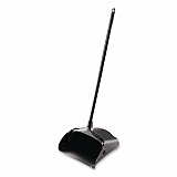 Lobby Pro Upright Dustpan with Wheels, 12.5 x 37,  27.5" Handle, Polypropylene/Vinyl Coat, Black (253100BK)