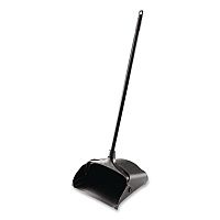 Lobby Pro Upright Dustpan with Wheels, 12.5 x 37,  27.5" Handle, Polypropylene/Vinyl Coat, Black (253100BK)