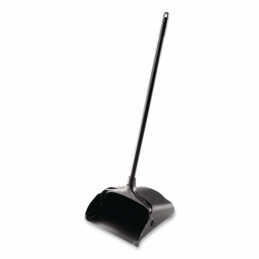 Lobby Pro Upright Dustpan with Wheels, 12.5 x 37,  27.5" Handle, Polypropylene/Vinyl Coat, Black (253100BK)